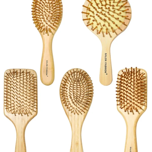 Bamboo Hair Brush Natural Wooden Anti-Static Comb Scalp Massager Air Cushion