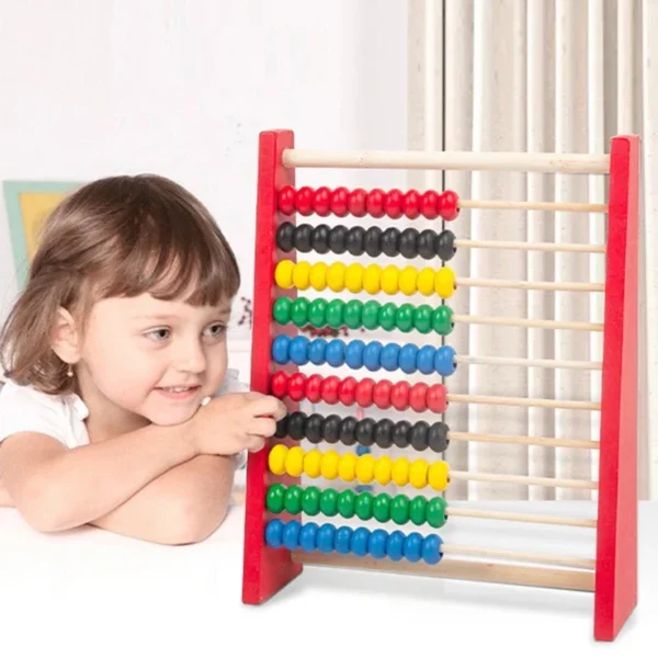 Wooden Abacus Counting Toy Kids Preschool Learning Tool Math Skill Builder