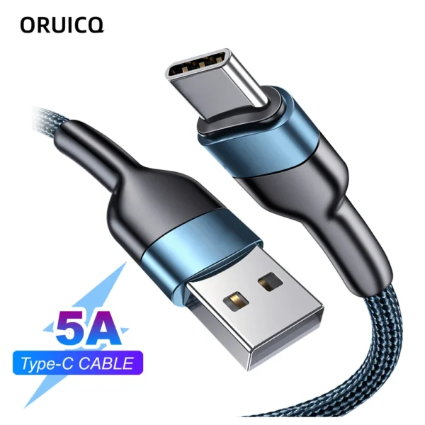 5A Fast USB-C Nylon Cable Data Charger for Xiaomi Huawei OnePlus Samsung iPhone