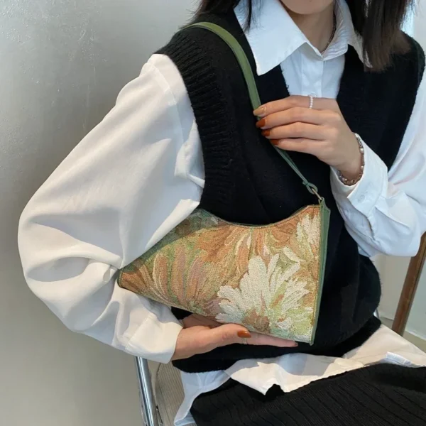 Women’s Autumn 2022 Oil Painting Shoulder Bag Cute Small Tote Handbag Travel