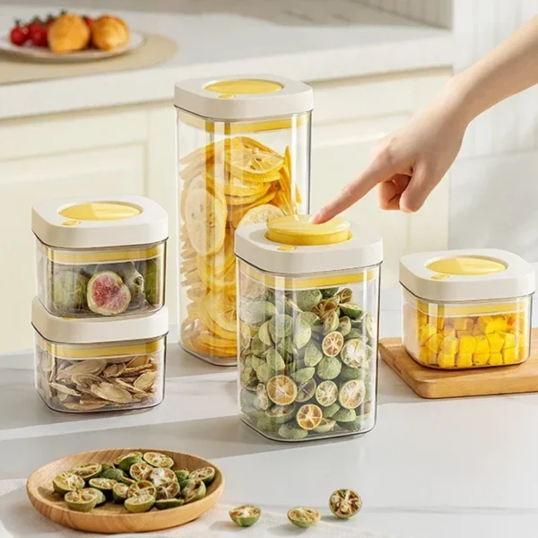Vacuum Sealed Food Storage Box Transparent Plastic Grain Coffee Container