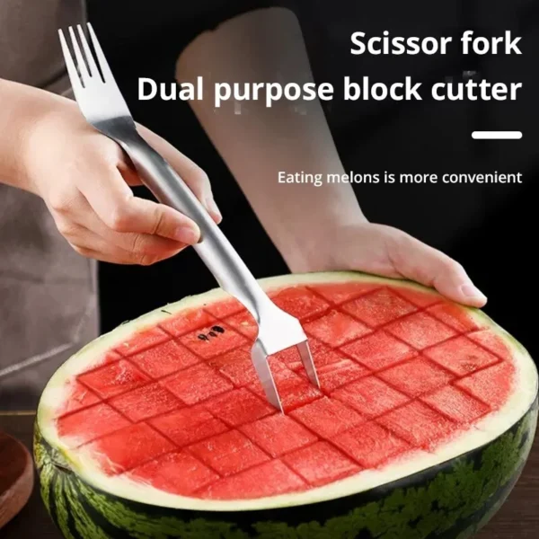 2-in-1 Multi-Purpose Watermelon Slicer Cutter Knife Stainless Steel Fork