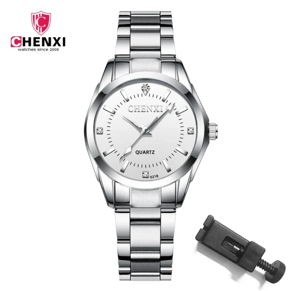 CHENXI Ladies Silver Stainless Steel Quartz Waterproof Fashion Wrist Watch