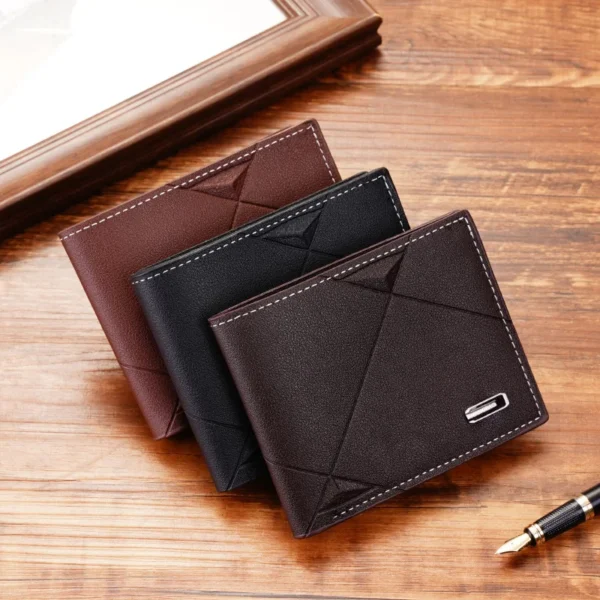 New Men’s Short PU Wallet Multi-Card Coin Purse Casual Thin Three-Fold