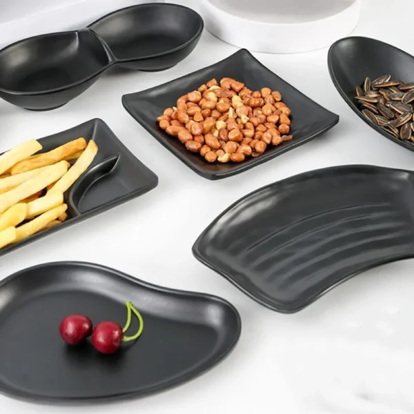 Easy Clean Japanese Butter Dish Black Melamine Thick Soy Sauce Appetizer Plate