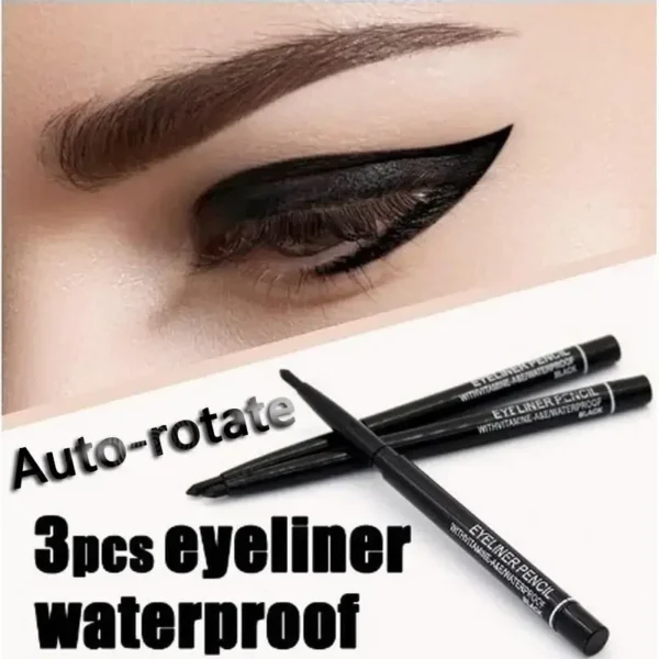 3pcs Women’s Rotary Retractable Eyeliner & Eyebrow Pencil Black Brown Set