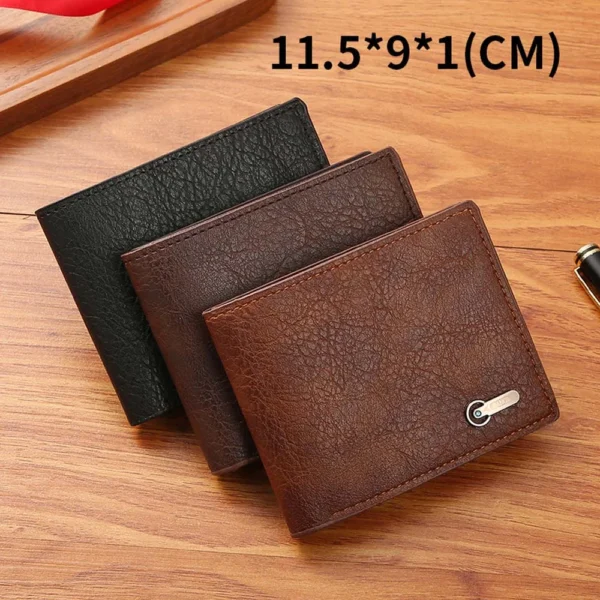 Men’s Black PU Leather Coin Wallet Business ID Card Holder Large Capacity