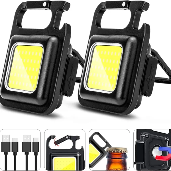 LED Flashlight 1500LM USB Rechargeable Keychain Light Camping Tool w/ Opener