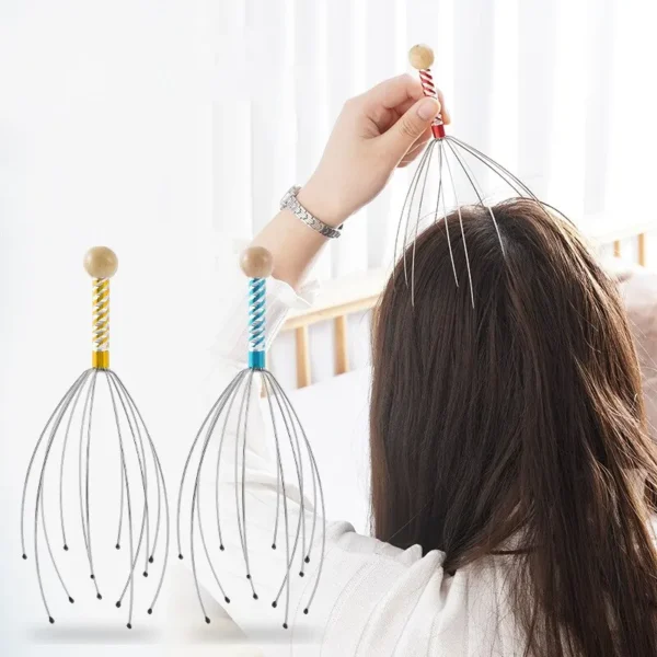 2PCS Octopus Head Massager Scalp Scratcher Stress Relief Hair Massage Tool