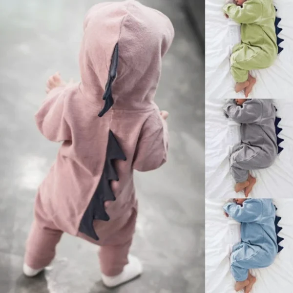 Baby Dinosaur Hooded Romper Jumpsuit Boy Girl Autumn Winter Outfit