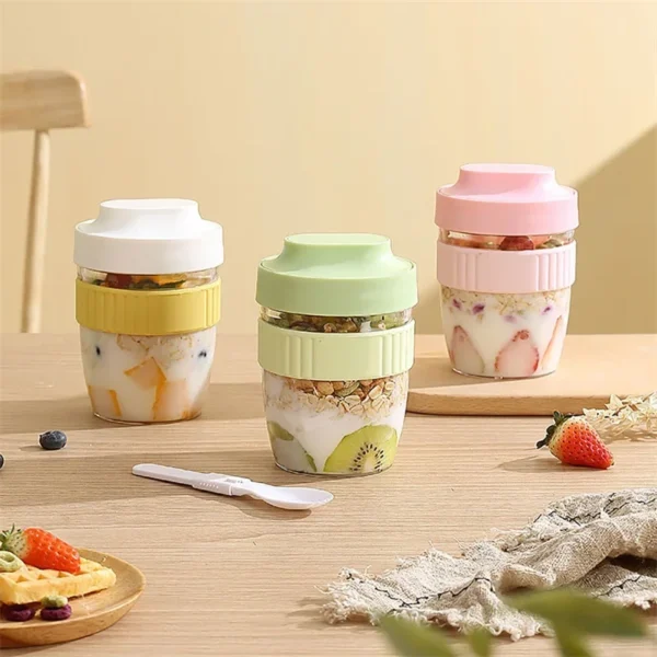 480/570ml Portable Breakfast Cup with Spoon Oatmeal Cereal Salad Food Storage