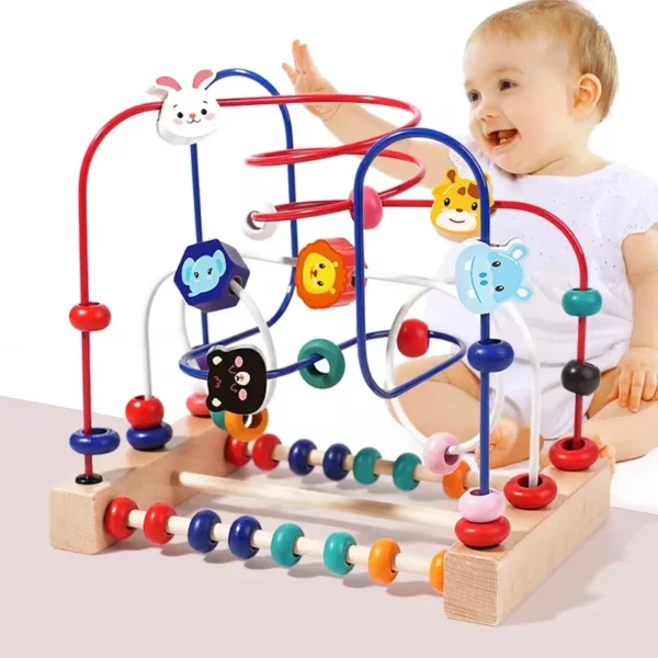 Montessori Wooden Bead Maze Roller Coaster Toy Toddler Learning Puzzle 1-3Y