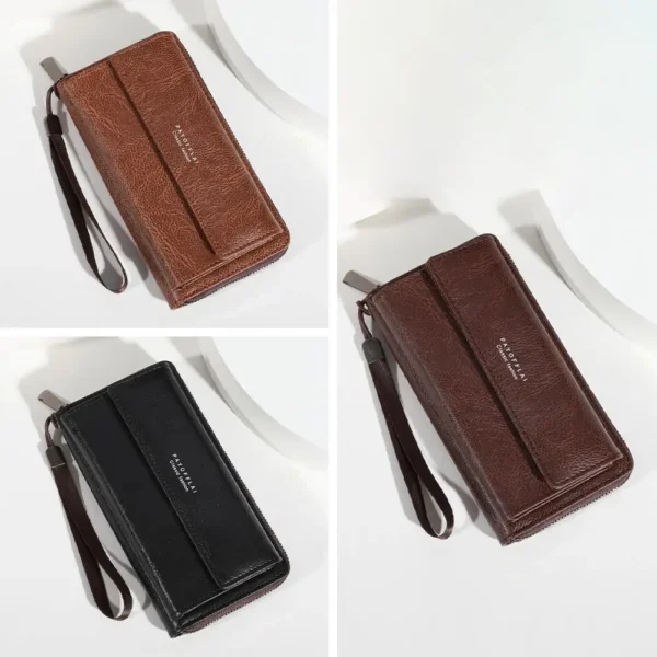 Men’s Clutch Wallet Zipper Large Capacity Phone Holder Card Coin Purse Bag
