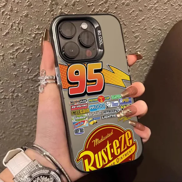 Lightning McQueen 95 Plating Shockproof Matte Case for iPhone 7-16 Pro Max