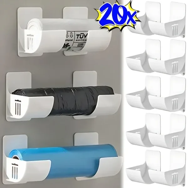 20/2pc Trash Bags Shelf Holder Wall Mounted Plastic Bag Dispenser Film Container