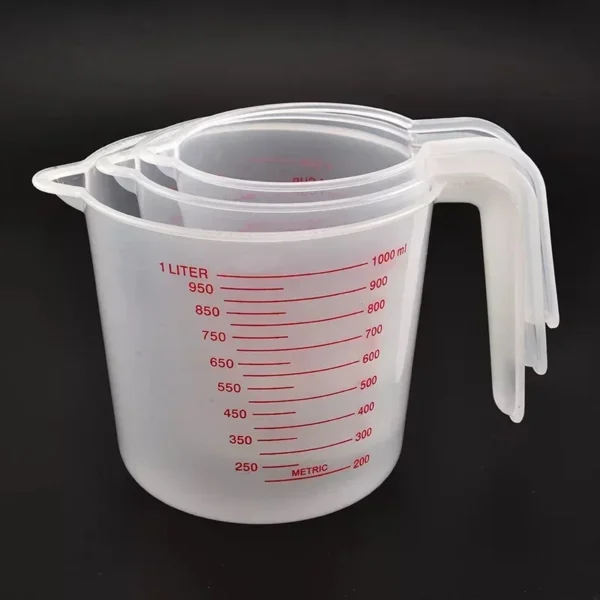 3Pcs/Set Baking Liquid Measuring Cups Scale PVC Measuring Volume Beaker
