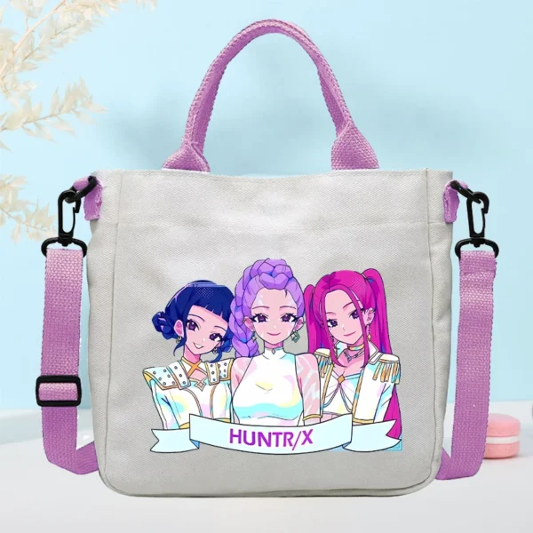 K-pop Demon Hunters Canvas Shoulder Bag Girls Fashion Students Handbag Totebag