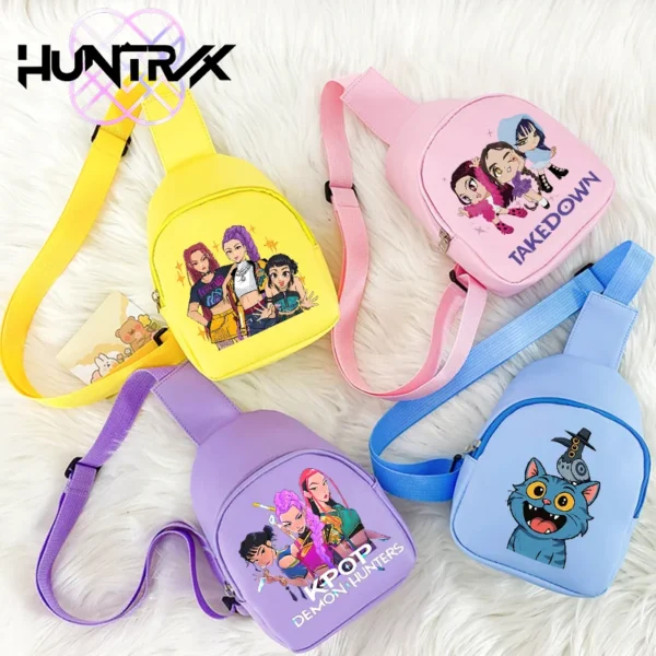 Kawaii KPop Demon Hunters Chest Bag Kids Crossbody Shoulder Pack Rumi Mira Zoey Gift
