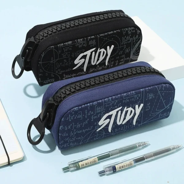 Large Capacity Canvas Pencil Case Box Durable Stationery Storage Bag for School